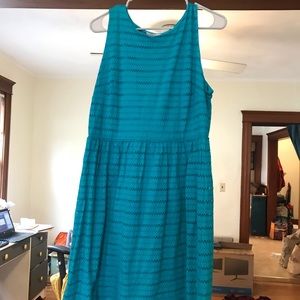 Teal eyelet Loft dress